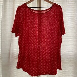 Loft Linen Vibrant Red Boho Printed Tee Shirt